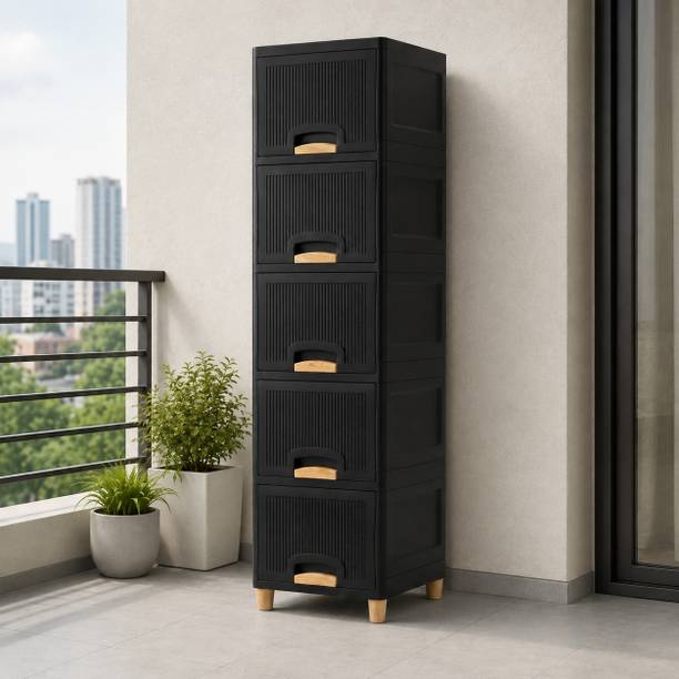 JAINPET Tall Compact Storage Cabinet for Bedroom, Kitchen and Home Essentials Plastic Free Standing Sideboard