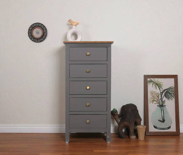 Woodefly Woodefly Solid Mango Wood Tall Chest of Drawer- 5 Drawers Solid Wood Free Standing Chest of Drawers