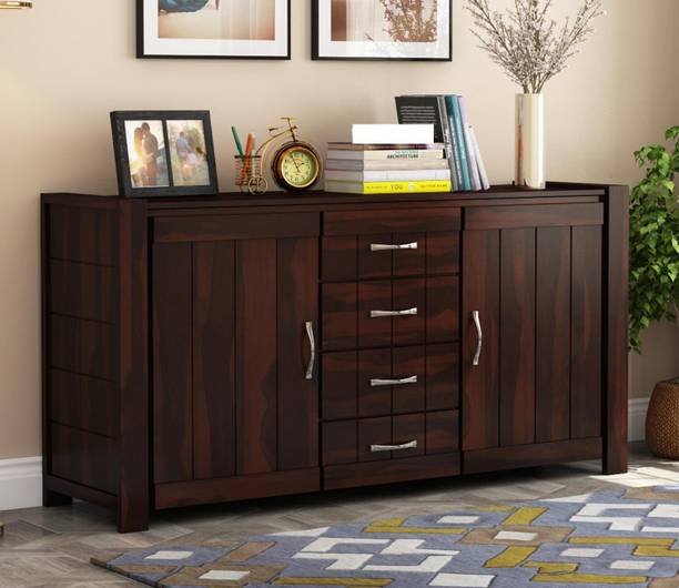 Surya Crafts Solid Sheesham Wood Sideboard Cabinet with 4 Drawer & 4 Shelves Solid Wood Free Standing Cabinet