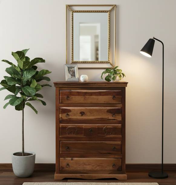 EASYWOOD 5-Drawer Chest Of Drawers Solid Wood Free Standing Chest of Drawers