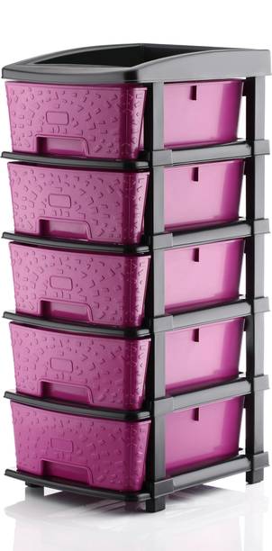 Flipkart SmartBuy 5 Plastic Modular Transparent Drawer System for Home, Office, Hospital, Parlor Plastic Free Standing Chest of Drawers