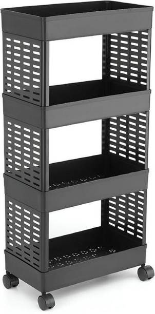 HomeQueen Premium Durable 4 Tier Space Saving Organizer, Plastic Free Standing Cabinet