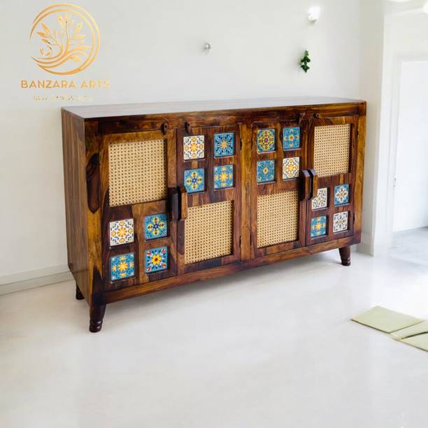 Banzara Arts Solid Wood Sideboard Cabinet for Living Room Solid Wood Free Standing Sideboard