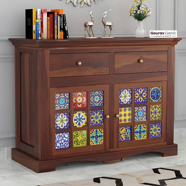 Gouravgenics Handicraft Tile Solid Wood Free Standing Sideboard