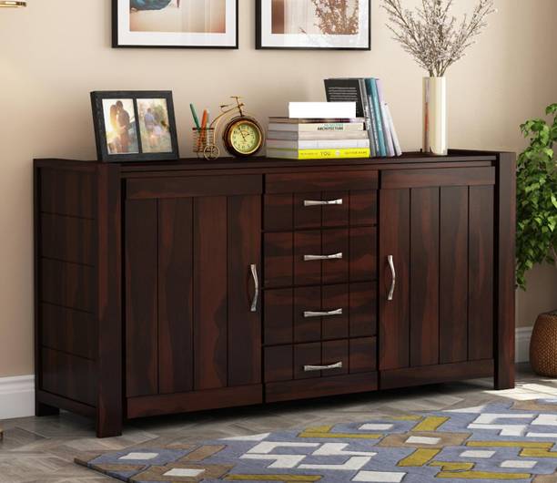 HAVORI FURNITURE Pure Sheesham Solid Wood Sideboard For Living Room with 4 Drawers & 4 Shelves Solid Wood Free Standing Sideboard
