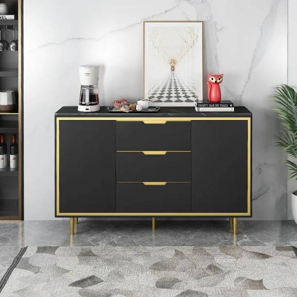 NG Decor Sideboard Buffet Sintered Stone Top with Doors & Drawers & Shelves in Large Engineered Wood Free Standing Sideboard