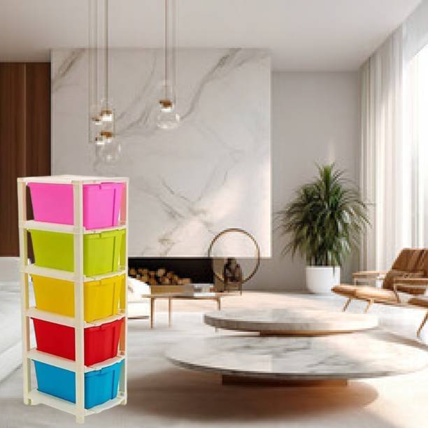 Aristos 5 Layer Plastic Foldable Cupboard For Storage Plastic Modular Drawer Plastic Kitchen Trolley