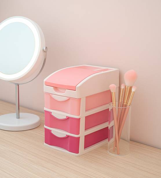 Nabhya Small Size Cosmetic & Make-up Organizers Drawer (24 cm,22 cm,15 cm) Plastic Free Standing Chest of Drawers