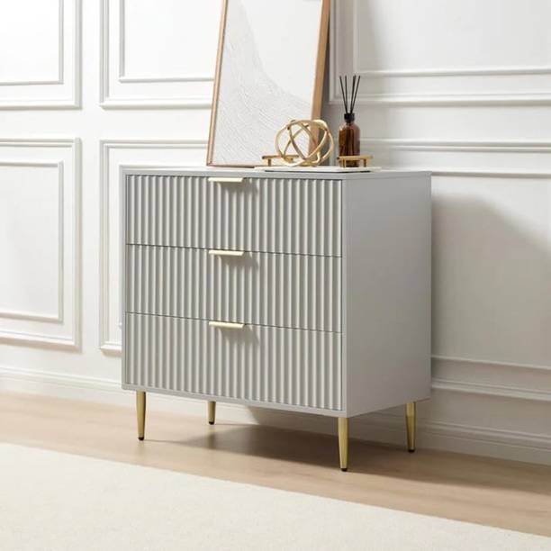 FURNITELL 3 Drawers Dresser Console Cabinet for Bedroom Engineered Wood Free Standing Sideboard