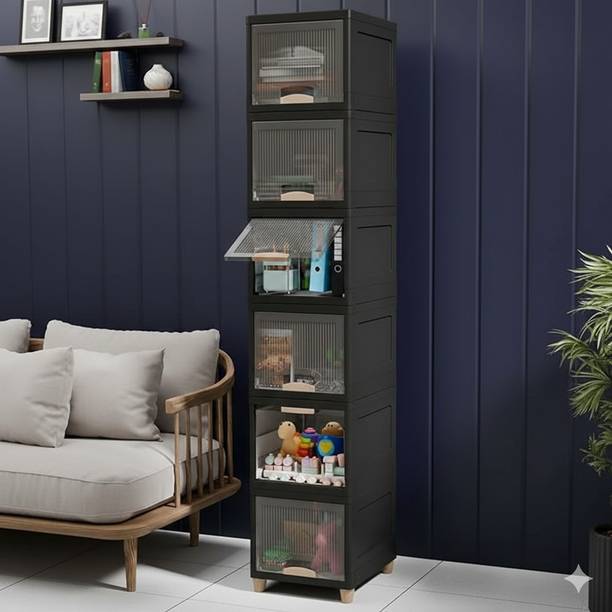 Sumoware 6 Layer Foldable Cabinet Plastic Cupboard For Storage Plastic Modular Drawer Plastic Free Standing Cabinet