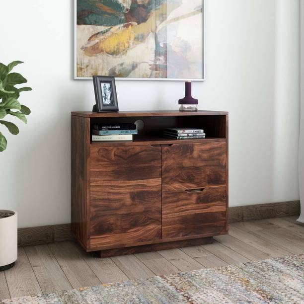 WOODSTAGE Sheesham Wood Chest of Storage Drawers and 1 Cabinet for Home Living Room Hall Solid Wood Free Standing Cabinet