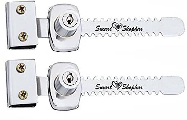 Vaishnavi Auto Solution Steel And Zinc Alloys Tarmenet 5 Inches Silver 2 pc Glass Door Lock