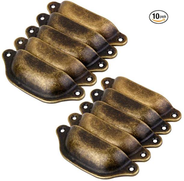 HASTHIP Imported Antique Brass Door Cabinet Knob (Brown) - 10 Pcs Brass Cabinet/Drawer Handle