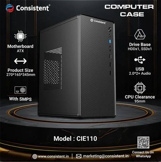 Consistent cabinet Mid Tower Cabinet with USB 2.0 and U...