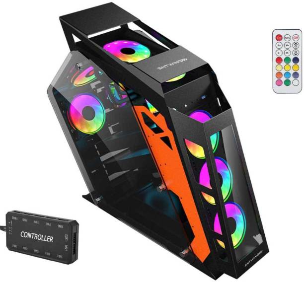 ENTWINO WARRIOR Gaming Cabinet With 7 RGB Fans, Controller and remote, Tempered Glasses Full Tower Premium Gaming CPU Case Cabinet