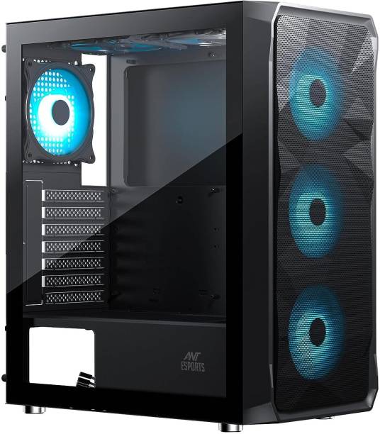 Ant Esports ICE- 112 Support ATX, Micro-ATX, ITX | Pre-Installed 3 Front Fans & 1 Rear Fan Mid- Tower Computer Case/Gaming Cabinet