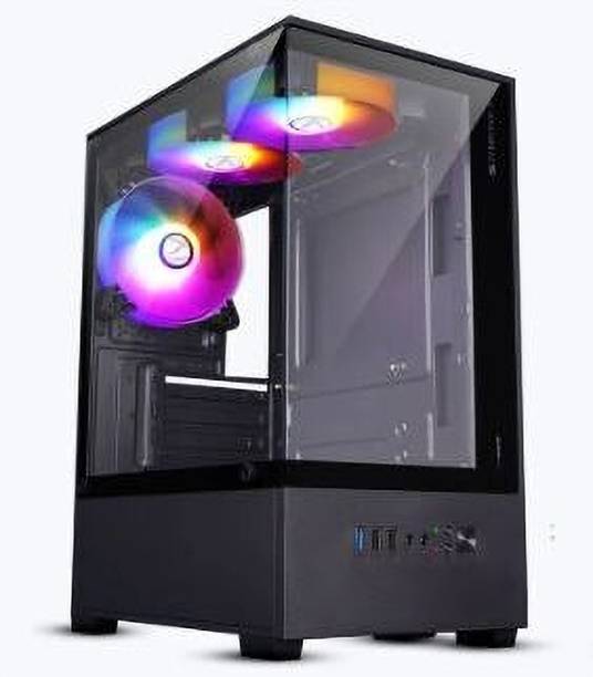 ZEBRONICS ROBUST Gaming Chassis, mATX/Mini ITX, Tempered Glass, 120mm LED 3 Fans Mid tower Cabinet with USB 2.0 and USB 3.0 Ports Compatible with Gaming Console