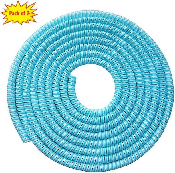 Epaal 2 Pcs Spiral Triple Color 1.4 Meters Each-Full Size (Cyan) Cable Protector
