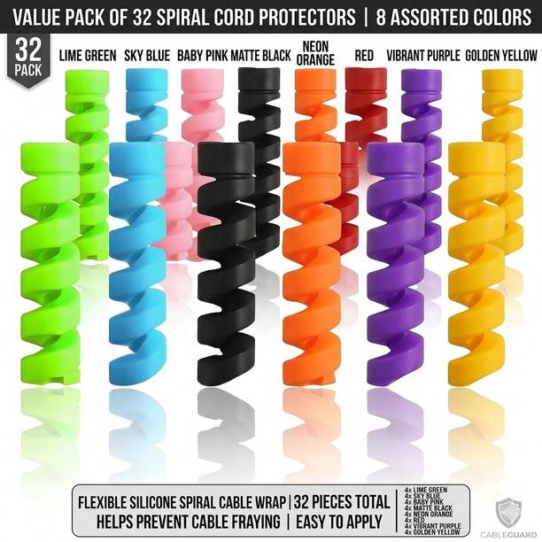 AirBorne Cable Wire Protector Cord Saver Charger USB Data Cable Pack Of 8(32pcs) Cable Protector