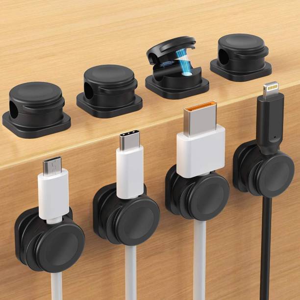 MAK (Pack of 8) Magnetic Cable Organizer Clips – Self-Adhesive Wire Management Cable Protector