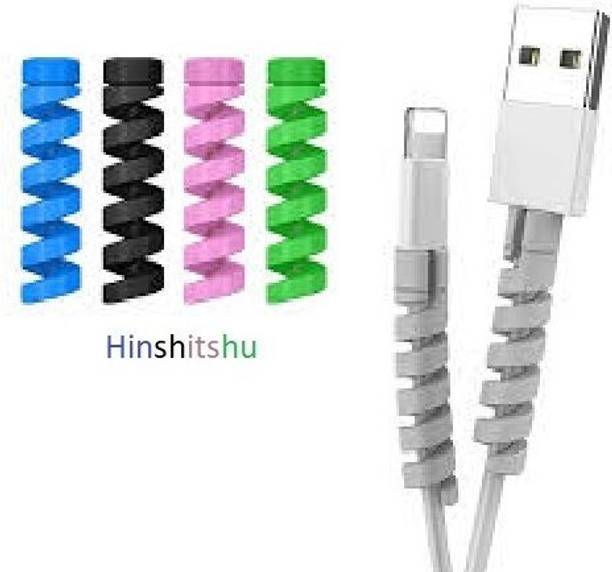 Jhs Multicolor 4 Pcs Cable Protector , Cord Saver Flexible Spiral protect the cable Cable Protector
