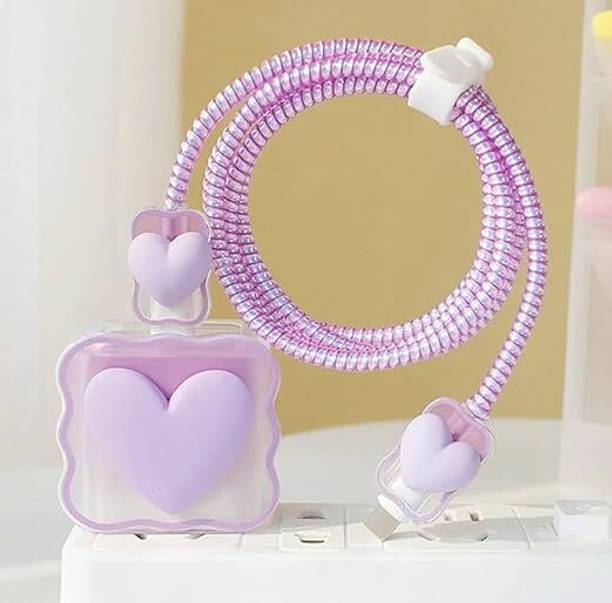 Tripleedgecommerce Compatible for iPhone Charger Cover PURPLE HEART for 18-20W Full Protection CASE Cable Protector