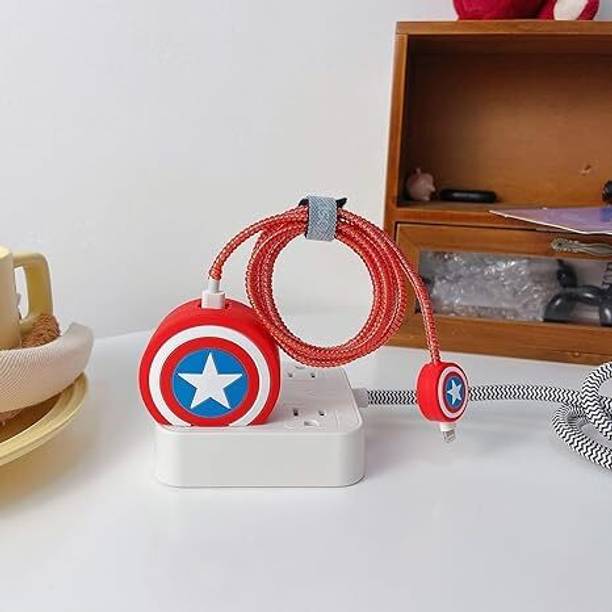 हेंक्स captaion america charger cover for iphone 18/20W 3D Cartoon Design USB Spiral  केबल प्रोटेक्टर
