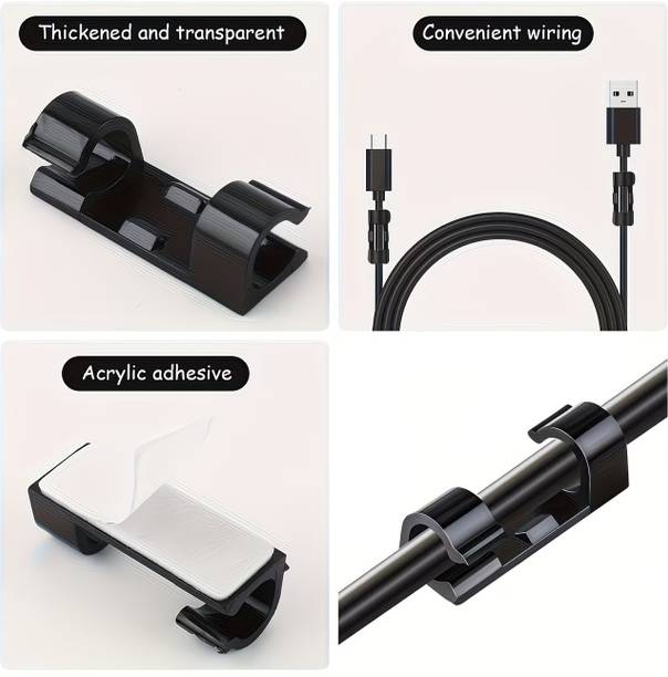 jvs wholesaler 25 PCS Premium Black Cable Organizer Clips for Desk, TV & Charging Cables Cable Protector