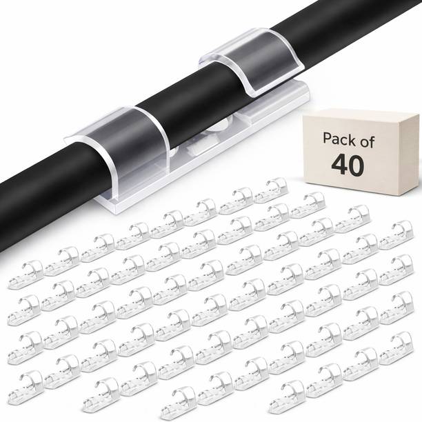 PREMELLE 40 Pieces Transparent Cable Organizer Clips Cable Protector