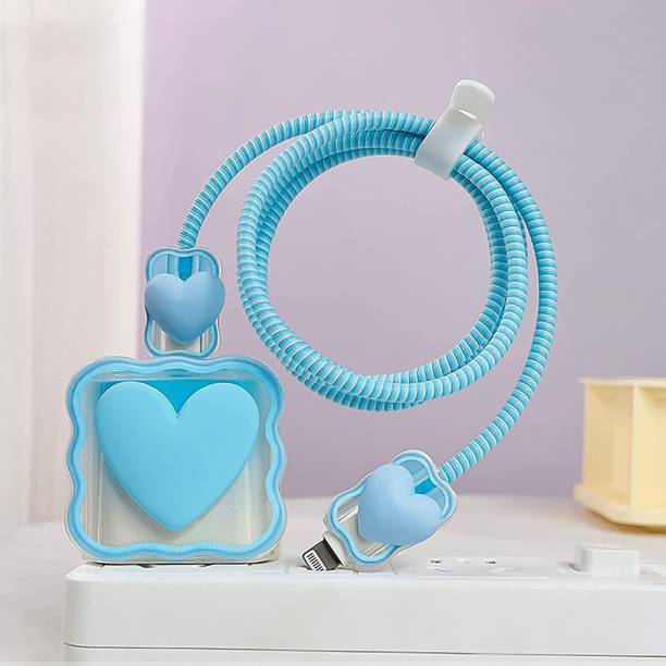 VAPRIF iPhone Charger Cover For 18W/20W Cute Blue Love Heart | Sprial Cable Protector Cable Protector