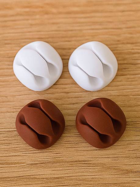 Baskety Cable Clip White&Brown 4 Pcs Cable Protector