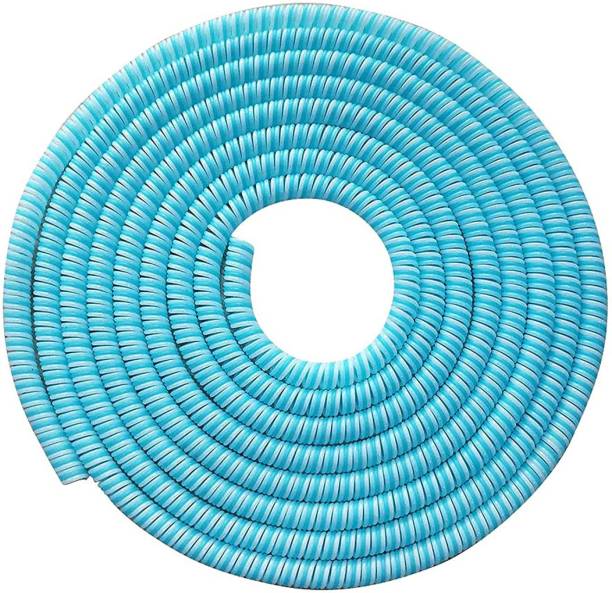 Epaal 2 Pcs Spiral Triple Color 1.4 Meters Each-Full Size (Cyan) Cable Protector