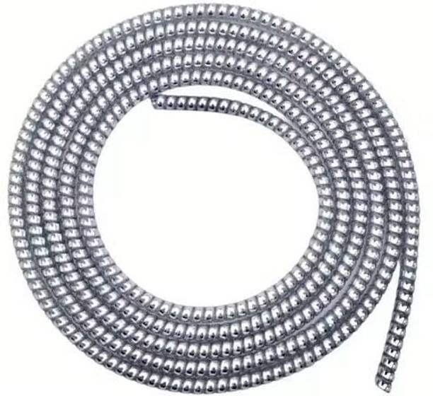 Sugbox Spiral Triple Color (1 Pcs) 1.4 Mtr Full Size Charger ( Metallic Silver) Cable Protector