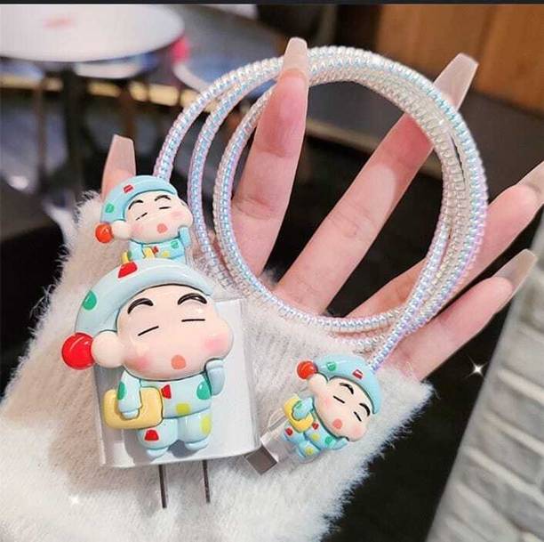 मिकवीर Charger Cover for iPhone 18W-20W Charger, 3D Cartoon Dsign cute ShinChan, Spiral  केबल प्रोटेक्टर
