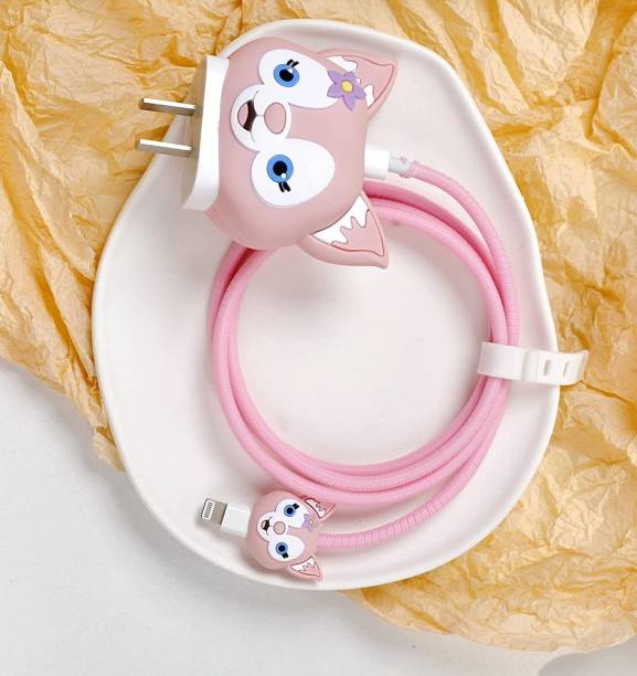 MOBIDEER iPhone Charger Cover For 18W/20W | Cute 3D Cartoon Character Pink linabell Cable Protector