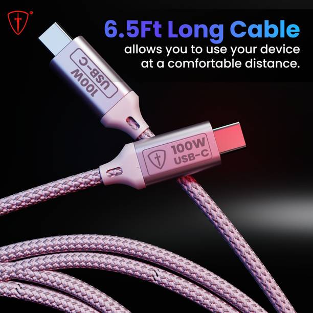 SHIELD USB Type C Cable 5 A 2 m Braided Beyond Value 100W USB 3.0 Fast Charging Cable