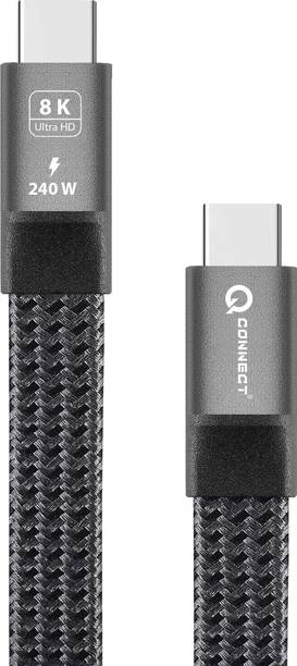 Q-Connect Type C to C Cable Flat 1M- Braided Power Meter for Cables