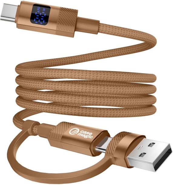 Case-Magic 2-in-1 Type-C & USB-A to Type-C Fast Charging Cable 60W PD,LED Display Power Meter for Cables