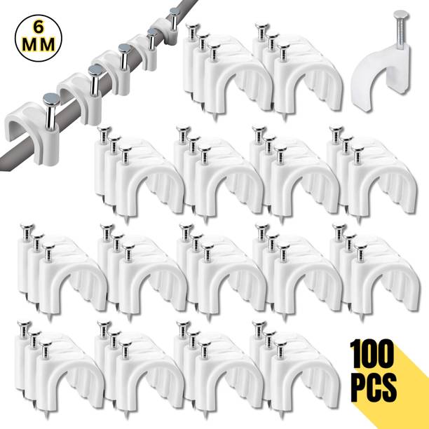 Xtend Premium 6mm Cable Clips with Metal Nails, Durable Wire Fastener, Cord Organizer Plastic Hook & Loop Cable Tie