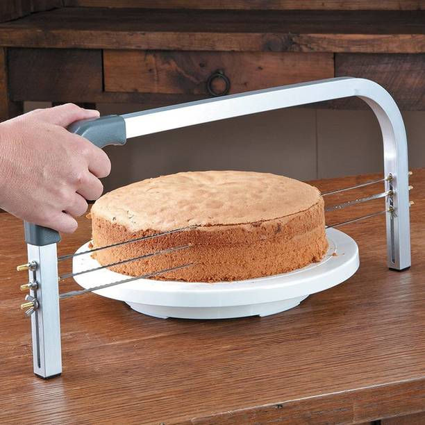 Finedecor Adjustable Cake Leveler with 3 Blade ,18" Wide, Gray (FD 3312) Single Blade Cake Leveler