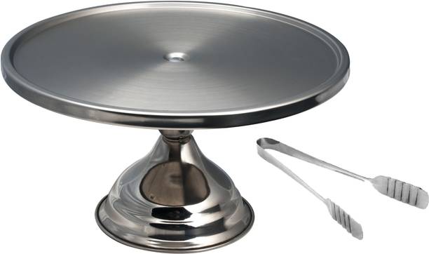 Dynore cake / Pizza stand and cake tong Stainless Steel Cake Server