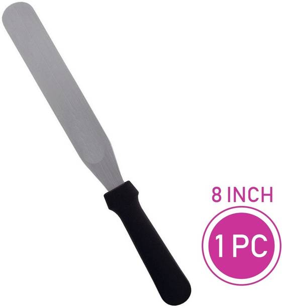 Bakeyy 8 inch stainless steel straight palette knife for Cake Decoration| Icing Spatula Stainless Steel Cake Server