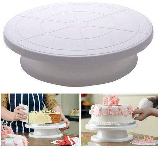 NAKSHT Cake Tools Round Easy Rotate Turntable Revolving Plastic Cake Server