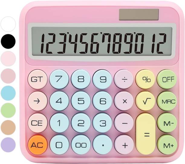 zvonko 12 Digit Calculator with Large LCD Display & Big Buttons, Power Solar & Battery Cute Colourful Desk Calculator for Desktop Office, School, Home & Business Use Financial  Calculator