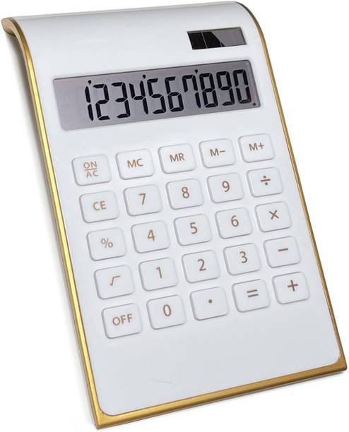 STARFLYER Calculator Extra Large Screen for Kids Calculator. New White+Gold 5-Inch LCD Display, Big Buttons Easy to Press Financial  Calculator