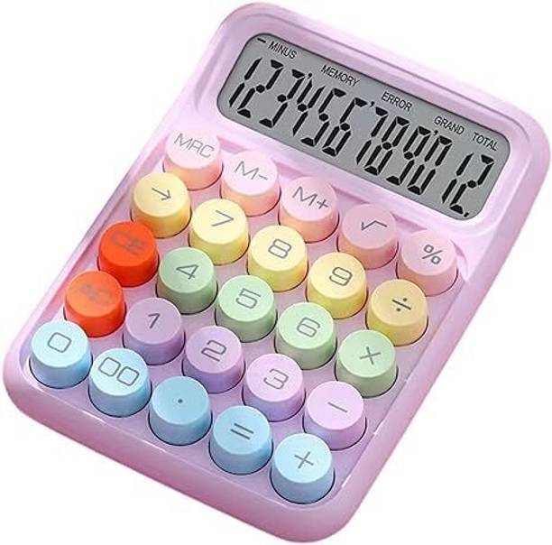 PRSVIKE 65240 12 Digit Large LCD Display And Big Round Buttons, Colored Electronic Calculator Basic  Calculator