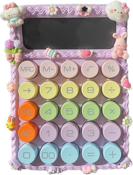 TeraaBliss Cute Kawaii Pastel Pink Calculator for Students & Office Use | Soft Buttons | Basic  Calculator