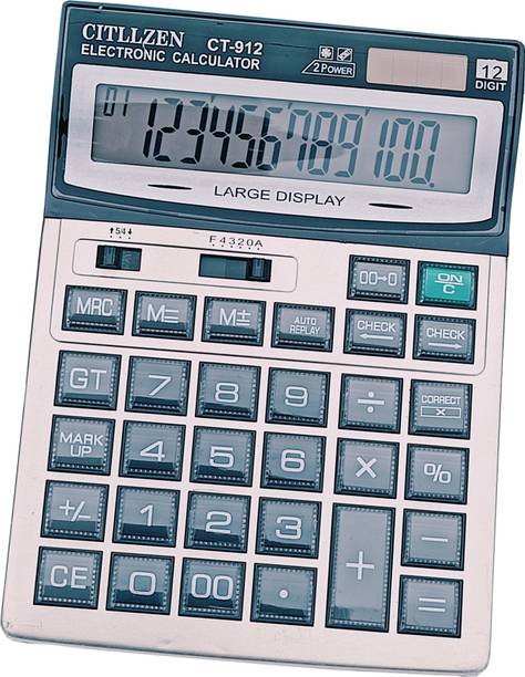 CITLLZEN CT912 112 Steps Check, 12 Digits & 5 Inch Big Display, Two Way Power, MU Electronic Financial  Calculator