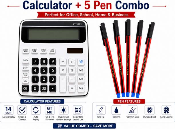 Villy CT-556N 12 Digit GST Desktop Calculator | Check & Correct CT-556N 12 Digit GST Calculator Financial  Calculator