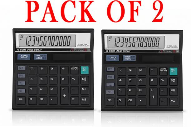 Orpat Ajanta Pack of 2 CITIZEN CT-512 Desktop Calculators with 12 Digit Large Display Auto Power Off Dual Power Black Financial  Calculator